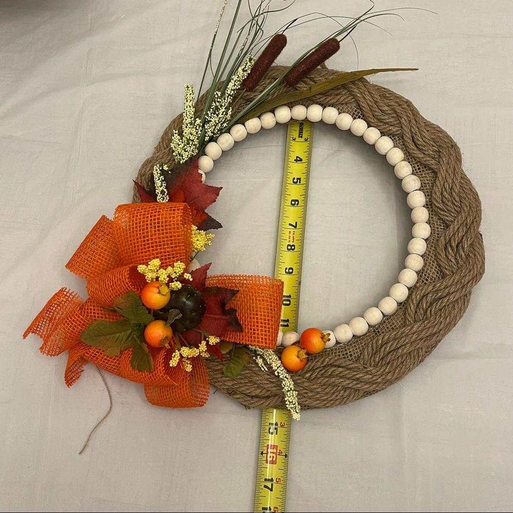 Fall Burlap Wreath Handmade - Picture 7 of 7